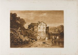 水車小屋、Liber Studiorum のプレート 37 作： Joseph Mallord William Turner