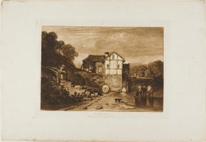 水車小屋、Liber Studiorum のプレート 37 作： Joseph Mallord William Turner
