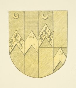 St Mary Redcliffeの真鍮プレートに描かれたBrook(e?)の紋章（水彩・紙 作： Joseph Manning