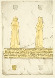 セント・メアリー・レッドクリフのジョン・ブルック夫妻の真鍮（水彩・紙 作： Joseph Manning