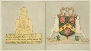 ウェイバーズチャペルの真鍮プレートとテンプル教会のウェイバーズアームズ（水彩・紙 作： Joseph Manning