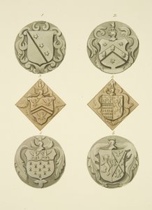 聖トーマス教会の墓石に描かれた紋章（水彩・紙 作： Joseph Manning