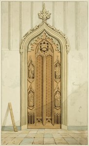 サン・マルコ寺院の祭壇の両側にあるクラークの作った扉（紙に水彩画 作： Joseph Manning