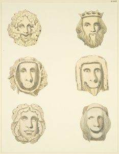 レッドクリフ教会の天井にあるグロインストーン（ボス）（紙に水彩画 作： Joseph Manning