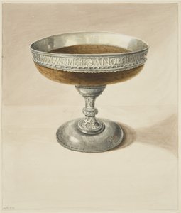メイザー・ボウルとタッツァを連結したもの（紙に水彩画 作： Joseph Manning