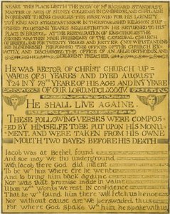 リチャード・スタンドファスト牧師のブラス、クライストチャーチ（水彩・紙 作： Joseph Manning