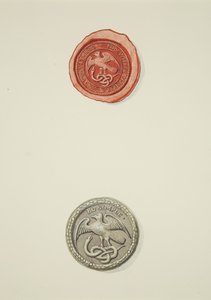 テンプル病院のトーマス・ホワイトとバッジが刻まれたシール（水彩・紙 作： Joseph Manning