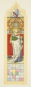 サンマルコのステンドグラス、女性の聖人が描かれている（水彩・紙 作： Joseph Manning