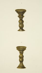 交換の前の2本の柱（釘）（紙に水彩画 作： Joseph Manning