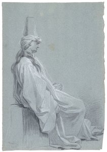 オリエンタル衣装に身を包んだ青年、1748年（敷設紙にチョーク） 作： Joseph Marie Vien