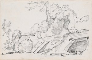 廃墟の門のある古代の壁