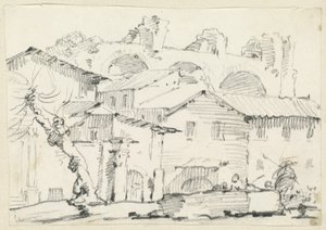 フォロの北側にある住宅とマクセンティウスのバシリカ 作： Joseph Marie Vien
