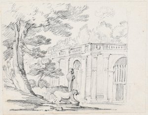 イタリア式庭園のロッジアと彫像 作： Joseph Marie Vien