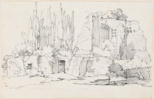 ヒノキの木立のあるローマ時代の遺跡 作： Joseph Marie Vien