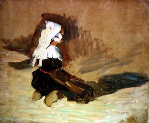 ひざまずくブレトンの少女 作： Joseph Milner Kite