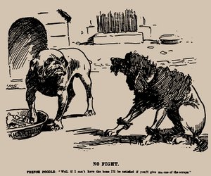 ノーファイト。 1898 年のファショダ事件に関する漫画。 作： Joseph Morewood Staniforth