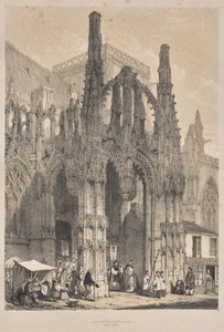 中世の建築: ルーヴィエ、ノルマンディー、サウス ポーチ 作： Joseph Nash