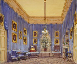 ビクトリア女王のクリスマスツリー、ウィンザー城、1845 作： Joseph Nash