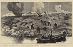 バートンRブラッドフォード中尉とメックス砦で銃を破壊するヘドワースラムトン名誉中尉の下での、HMS無敵の着陸党、アレクサンドリアの砲撃