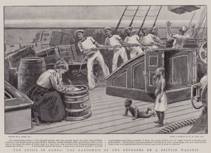 サモアの危機、イギリス軍艦の難民の苦難 作： Joseph Nash
