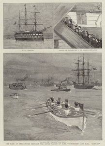 HMSウスターの海軍士官候補生とHMSコンウェイの間のGreenhitheでのレース 作： Joseph Nash