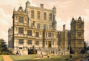 ウォラトンホール、ノッティンガムシャー、1600年、「中世の建築」、1838年からの図 作： Joseph Nash