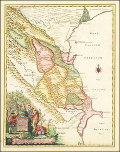 1728年、ジョセフ・ニコラス・ド・ライルによる西カスピ海地域の地図 作： Joseph Nicolas Delisle