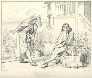 コールリッジの『古代の海女の歌』の挿絵（彫刻）。 作： Joseph Noel (after) Paton