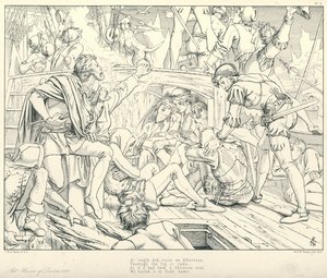 コールリッジの『古代の海女の歌』の挿絵（彫刻）。 作： Joseph Noel (after) Paton