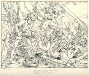 コールリッジの『古代の海女の歌』の挿絵（彫刻）。 作： Joseph Noel (after) Paton