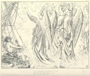 コールリッジの『古代の海女の歌』の挿絵（彫刻）。 作： Joseph Noel (after) Paton