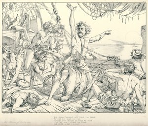 コールリッジの『古代の海女の歌』の挿絵（彫刻）。 作： Joseph Noel (after) Paton
