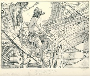 コールリッジの『古代の海女の歌』の挿絵（彫刻）。 作： Joseph Noel (after) Paton