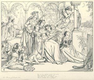コールリッジの『古代の海女の歌』の挿絵（彫刻）。 作： Joseph Noel (after) Paton