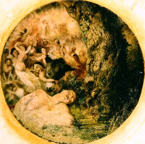 オベロンとタイタニアの和解」のための習作、1847年頃（油彩・カンヴァス、ボード上）（68759も参照） 作： Joseph Noel Paton