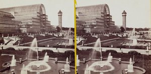 ハイドパークのクリスタル・パレス、1900年頃（モノクロ写真 作： Joseph Paxton
