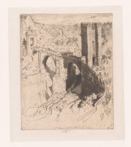 Brug van Alcantara, トレド 作： Joseph Pennell (signed by artist)