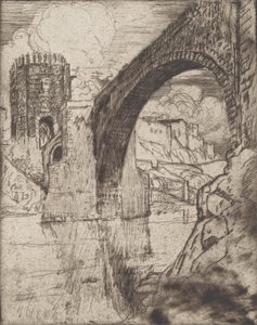 アルカンタラ橋のアーチ（1904年）。 作： Joseph Pennell