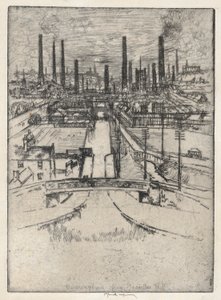 グランリーヒルから見たバーミンガム 作： Joseph Pennell