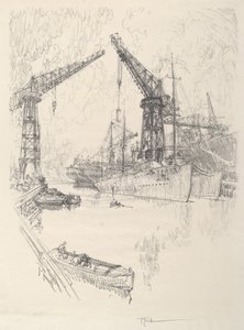 駆逐艦の建造 作： Joseph Pennell