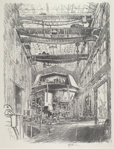 大砲塔の建設（1916年 作： Joseph Pennell