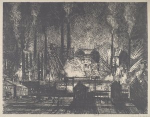 シフトの変更、シャルルロワ、1911 年。 作： Joseph Pennell