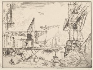 デュースブルクのクレーン 作： Joseph Pennell