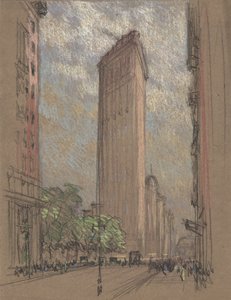 ペネルによるフラットアイアンビルのドローイング 1904年頃（紙に鉛筆、クレヨン 作： Joseph Pennell