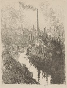 イギリスの戦争作品: The Great Chimney, The Motor Park 作： Joseph Pennell