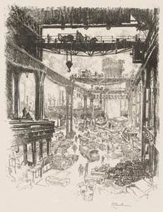 イギリスの戦争作品: The Great Tower, Pig Iron 作： Joseph Pennell