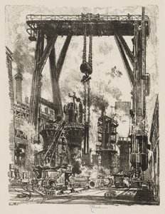 英国の戦争作品: オールド ガン ピット 作： Joseph Pennell