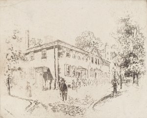 1920 年、フィラデルフィアの集会所、フォース ストリート。 作： Joseph Pennell