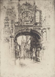 Grosse Horloge, Rouen, 1907. 作： Joseph Pennell