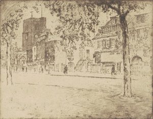 ウィスラーが亡くなった家、1904年。 作： Joseph Pennell